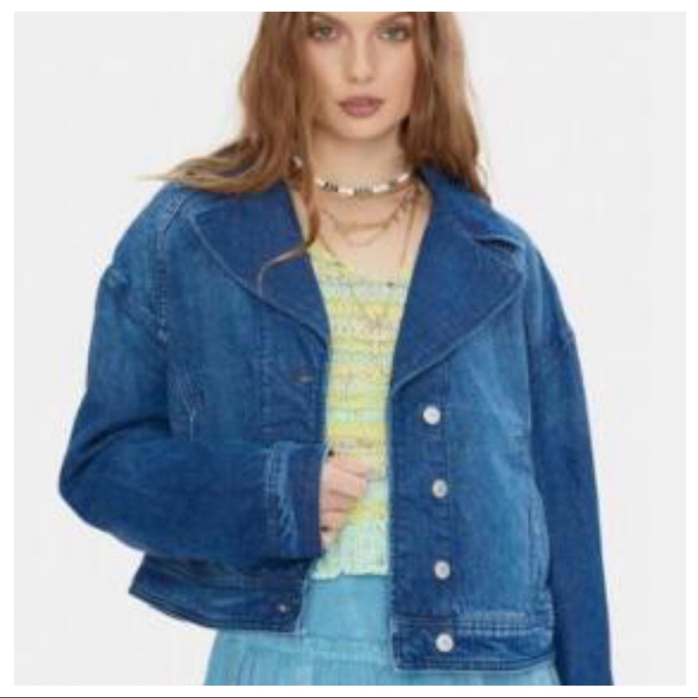 Free People Now Or Never Trucker Denim Jacket In Gemini Wash
